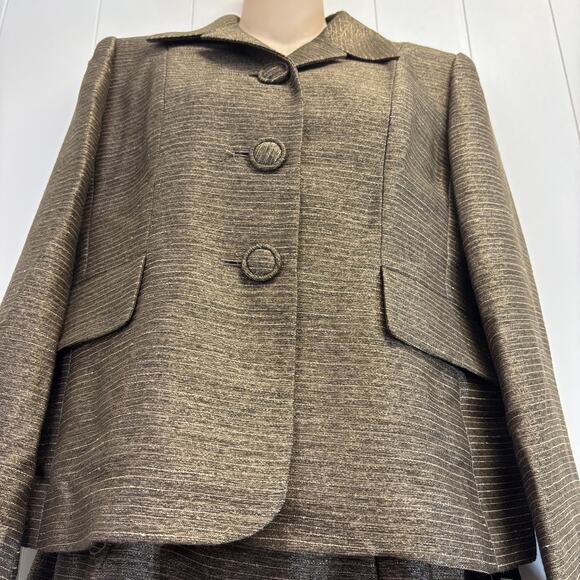 Kasper Petite Womens Corpcore Career Pin Striped 2 Pc Skirt Suit Size 6P Wedding - Picture 10 of 14